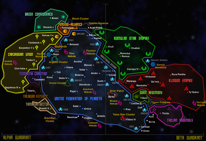 Maps Of The Alpha And Beta Quadrants Startrek. star trek galaxy chart maps...